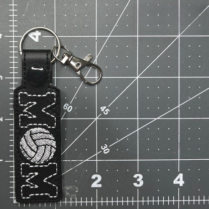 バレーボールママの刺繍キーホルダー - ママへの手作りチームスピリットバッグチャームギフト
