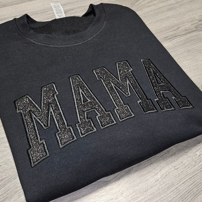 ブラックオンブラックのグリッターMAMAスウェットシャツ