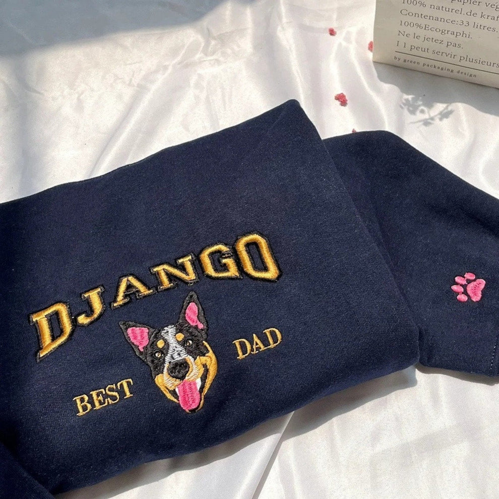 刺繍入りスウェットシャツ、カスタムペットパーカー、パーソナライズされたペットの顔とペットの名前入りスウェットシャツ、カスタムギフト