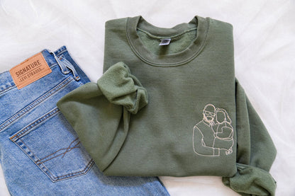 父の日刺繍写真ポートレートスウェットシャツ、お父さんへの贈り物、カスタマイズされたポートレートスウェットシャツ、ポートレート写真スウェットシャツ 父の日おめでとう
