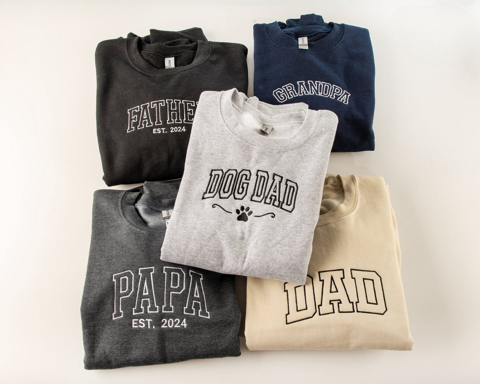 刺繍入り Papa Est スウェットシャツ、お父さんへの刺繍入りギフト、新米パパへのギフト T シャツ
