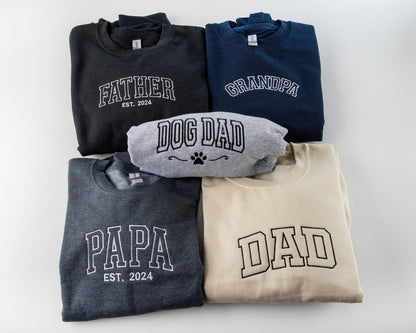 刺繍入り Papa Est スウェットシャツ、お父さんへの刺繍入りギフト、新米パパへのギフト T シャツ