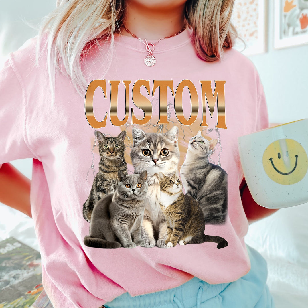 カスタムヴィンテージペットTシャツ、パーソナライズペットシャツ、カスタムフォトTシャツ