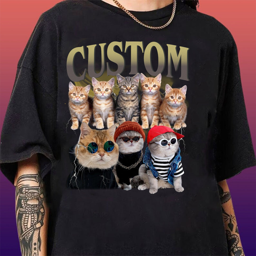 カスタムヴィンテージペットTシャツ、パーソナライズペットシャツ、カスタムフォトTシャツ