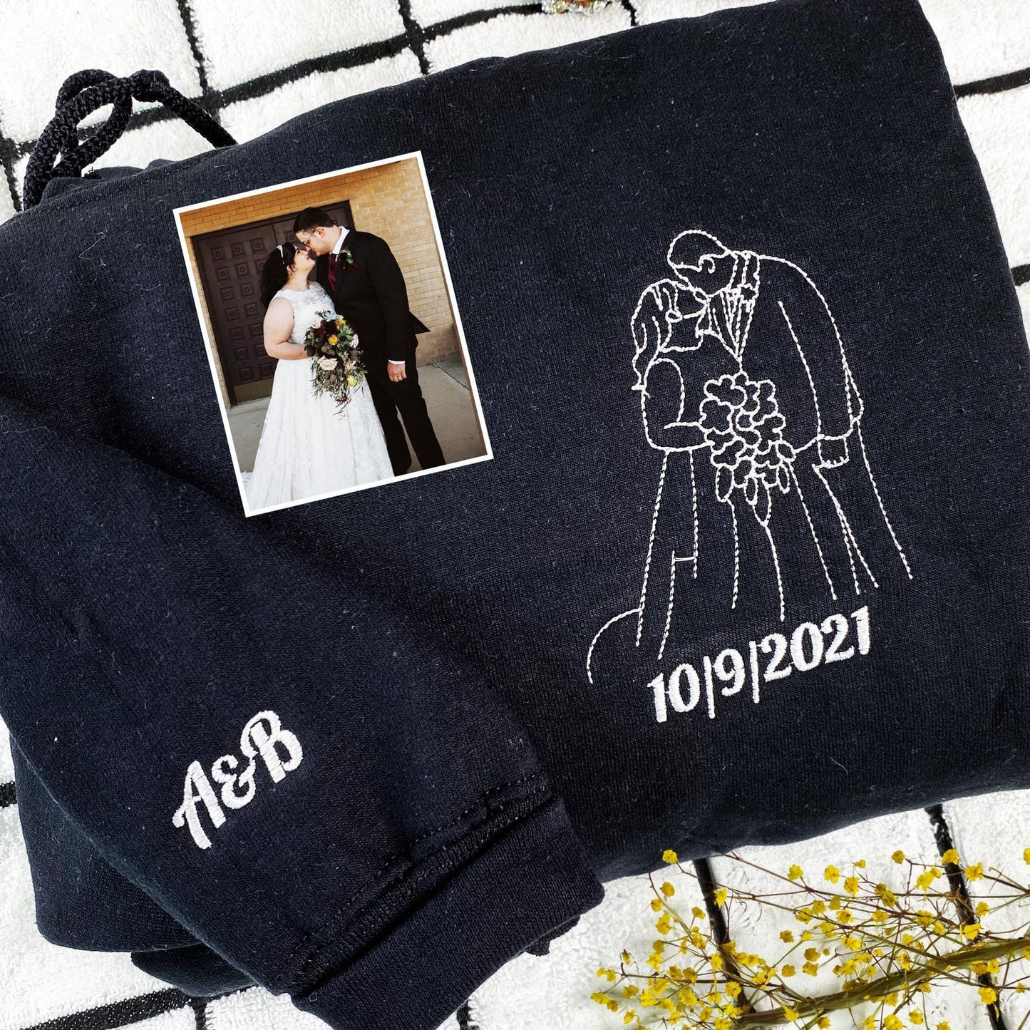 写真からカスタム刺繍された肖像画スウェットシャツ、カップルの刺繍スウェットシャツ、カップル向けのパーソナライズされたギフト、カップル向けのクリスマスギフト