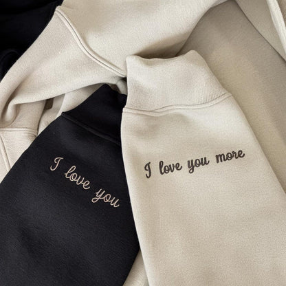 カスタム刺繍パーカーまたはスウェットシャツクルーネック、カップルギフト記念日gf/bf lgbtq誕生日結婚祝いお揃いパーカー、彼女へのギフト