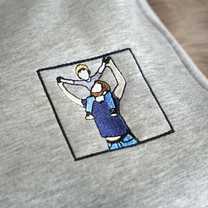 写真からカスタム刺繍されたポートレートスウェットシャツ、カスタム刺繍パーカー、お父さんへの贈り物、彼への贈り物、パーソナライズされたクルーネック