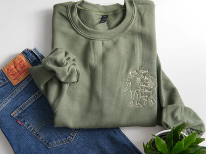 父の日刺繍写真ポートレートスウェットシャツ、お父さんへの贈り物、カスタマイズされたポートレートスウェットシャツ、ポートレート写真スウェットシャツ 父の日おめでとう