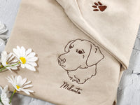 カスタム犬刺繍スウェットシャツ、パーソナライズされたペットポートレートスウェットシャツ、写真刺繍、ペット愛好家へのカスタムギフト