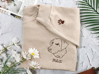 カスタム犬刺繍スウェットシャツ、パーソナライズされたペットポートレートスウェットシャツ、写真刺繍、ペット愛好家へのカスタムギフト