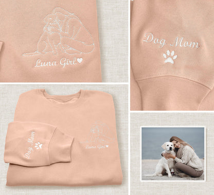 刺繍入りペットスウェットシャツ、刺繍入り犬の顔パーカー、犬のママの写真からカスタムスウェットシャツ、犬用パーカー