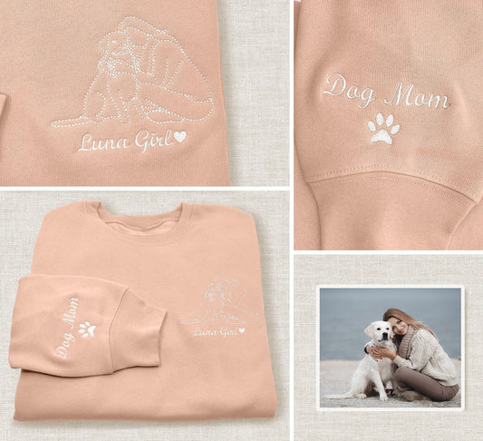 刺繍入りペットスウェットシャツ、刺繍入り犬の顔パーカー、犬のママの写真からカスタムスウェットシャツ、犬用パーカー