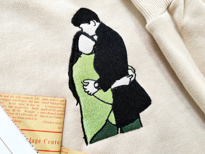 カップルポートレート刺繍パーカー、カップルマッチング写真スウェットシャツ、刺繍パーカー