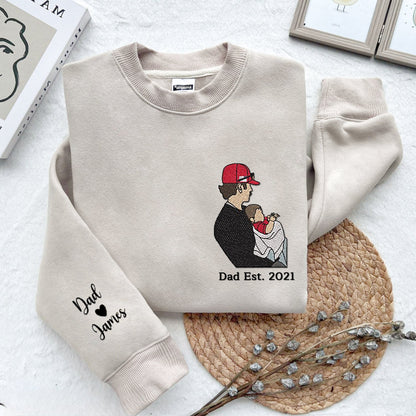 カスタム父の日刺繍スウェットシャツ、家族の肖像画パーカー、面白いお父さんパーカー
