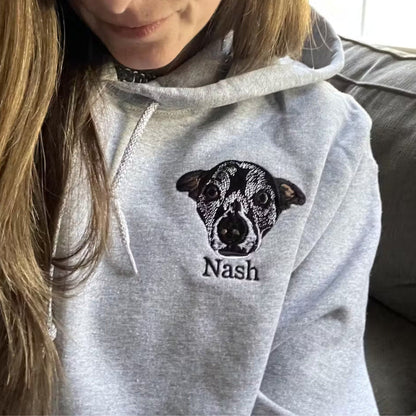 カスタム刺繍ペット写真スウェットシャツ、ペット愛好家へのギフト、ペットロスのためのユニークなギフト