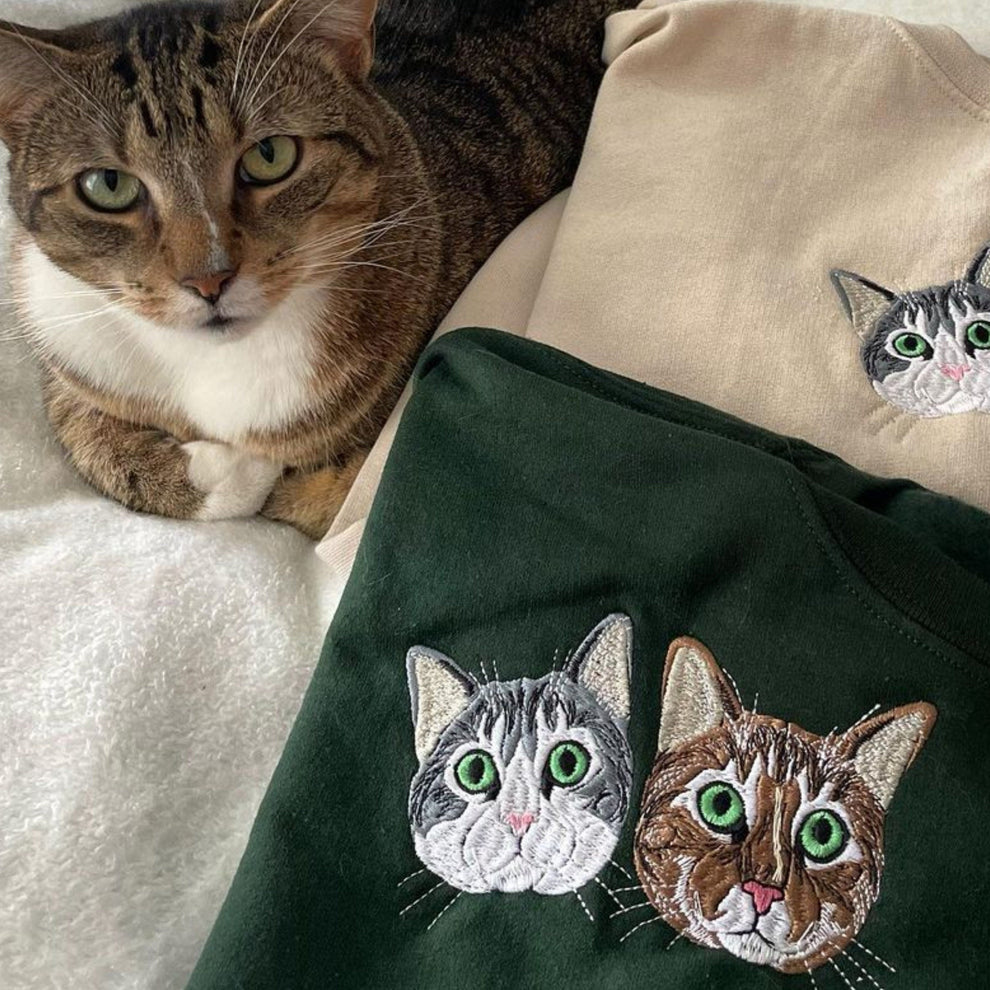 カスタム刺繍ペット写真スウェットシャツ、ペット愛好家へのギフト、ペットロスのためのユニークなギフト