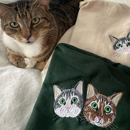 カスタム刺繍ペット写真スウェットシャツ、ペット愛好家へのギフト、ペットロスのためのユニークなギフト
