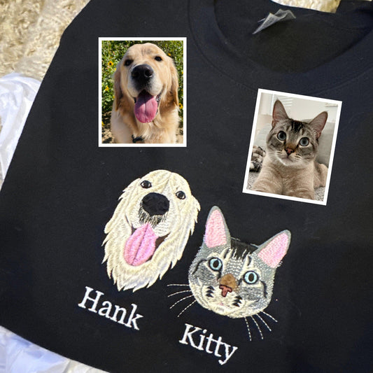 あなたの写真からカスタム刺繍されたペットスウェットシャツ、写真からカスタム犬/猫刺繍、パーソナライズされたクルーネック/パーカー、誕生日プレゼント/ペットスウェットシャツ/ギフト