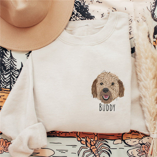 ペット愛好家のためのカスタムペット刺繍ギフトカスタムペットの顔とペットの名前のスウェットシャツ