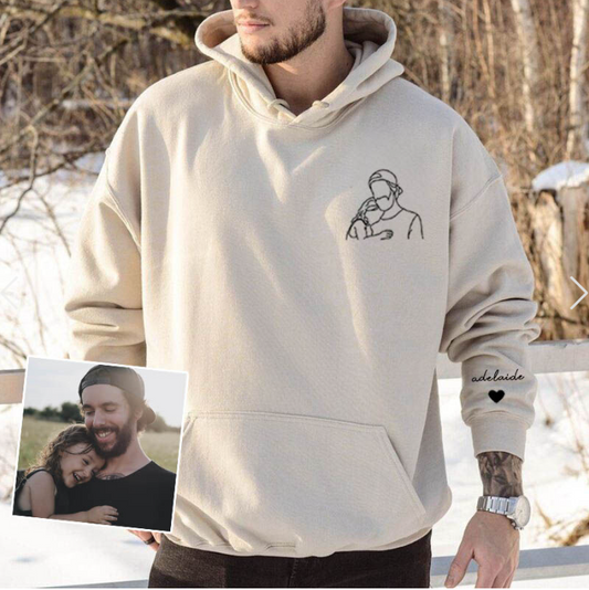 カスタム刺繍ポートレート写真スウェットシャツ、おじいちゃんへのパーソナライズされたギフト、お父さんへのユニークなギフト